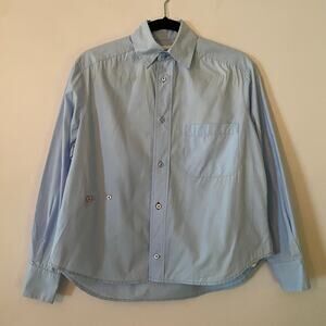 Wear Cissa Baby Blue Daily Button Down Shirt Boxy Preppy Artsy Women's size XS